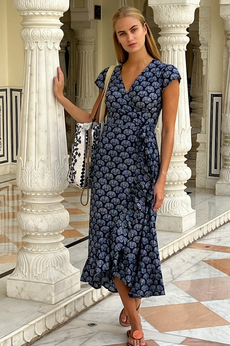 boden wrap dress Carla Jersey - Navy wearable way Wrap Dress Boden Dresses Australia