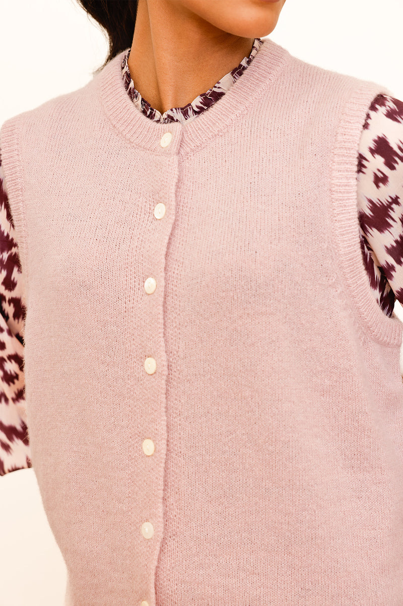 Alpaca Blend Gilet | Dusty Pink
