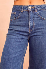 Denim Wide Leg Crop Jean | Mid Wash