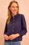 Chevron Lace Organic Cotton Cheesecloth Shirt | Navy