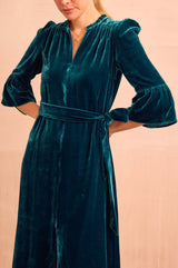 Astrid Velvet Dress | Teal