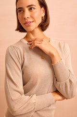 Metallic Knit Crew Neck Jumper | Gold
