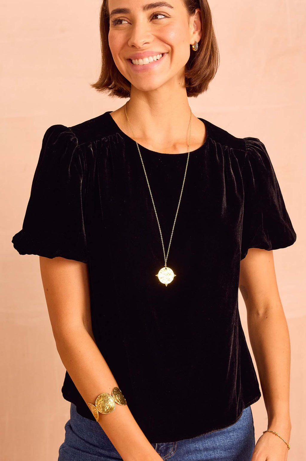 Dulcie Velvet Puff Sleeve Top