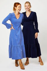 Victoria V-Neck Long Sleeve Dress | Cornflower Blue