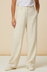 Linen Blend Trousers | Oatmeal