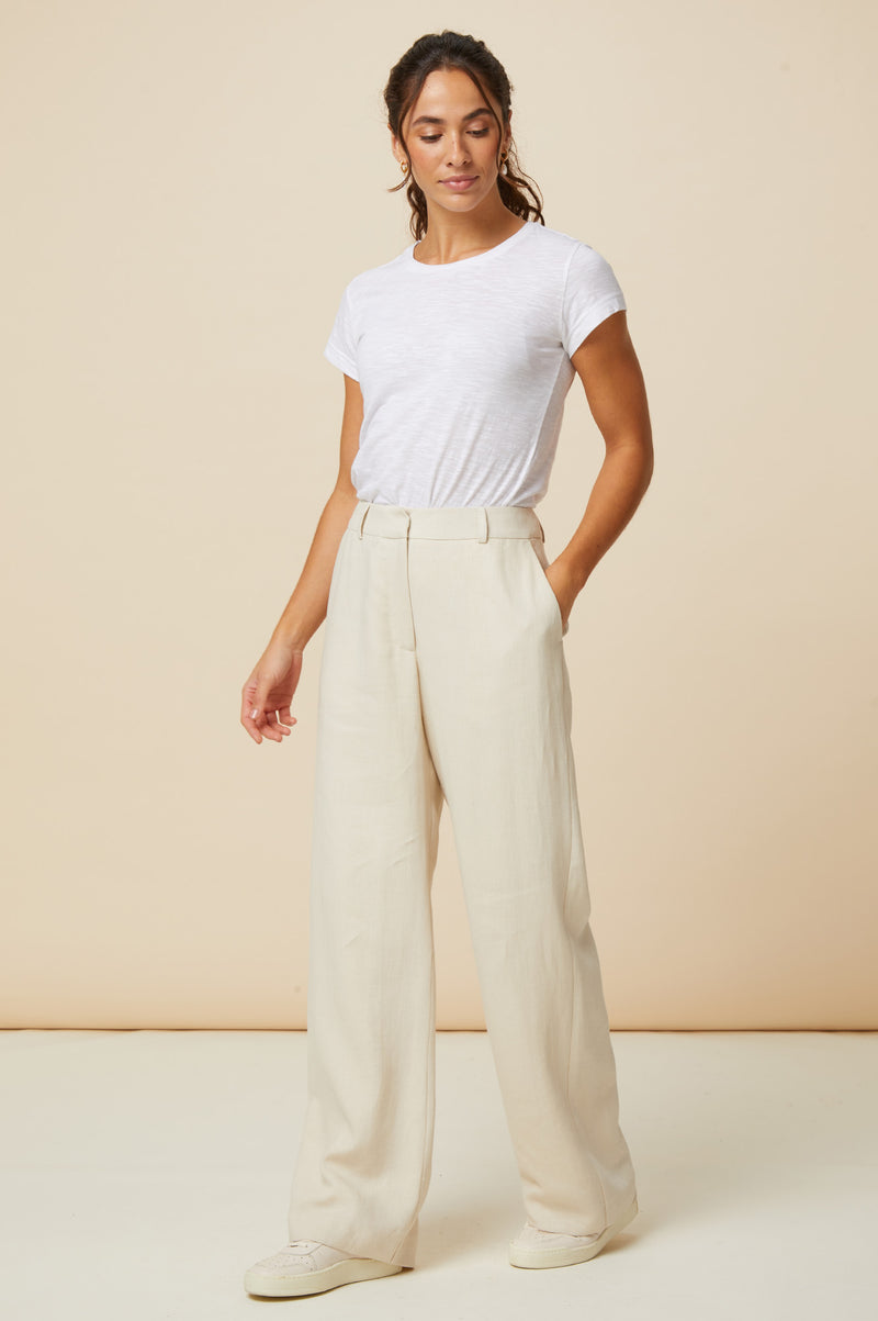 Linen Blend Trousers | Oatmeal