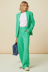 Linen Blend Trousers | Green