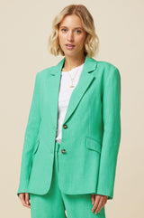 Linen Blend Blazer | Green