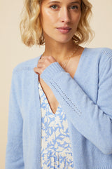 Merino Wool Edge To Edge Cardigan | Pale Blue