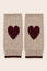 Merino Wool Fingerless Heart Gloves | Oat/Bugundy
