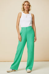 Linen Blend Trousers | Green