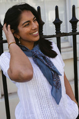 Paisley Print Square scarf | Paisley/Dusty Blue