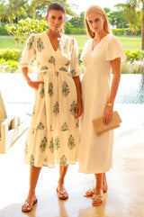 APPROVED Jyoti Organic Cotton Dress | Off White/Teal - Aspiga