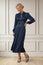 Satin Jacquard Spot Dress | Navy