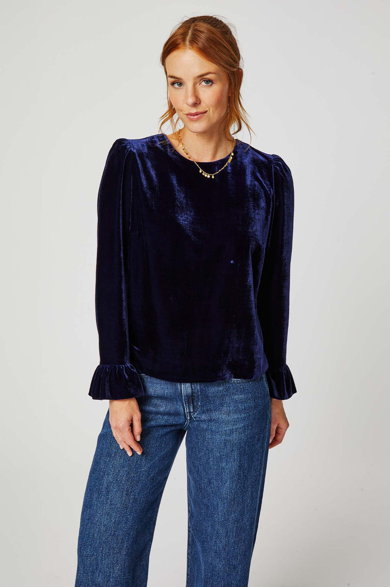 Victoria Velvet Top | Navy