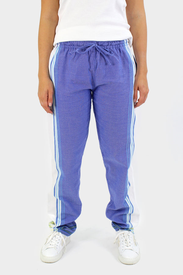 Unisex Kikoy Trousers | Denim Blue / White
