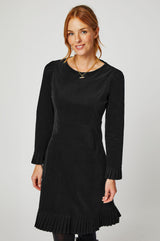 Vivienne Cotton Stretch Velvet Short Dress | Black