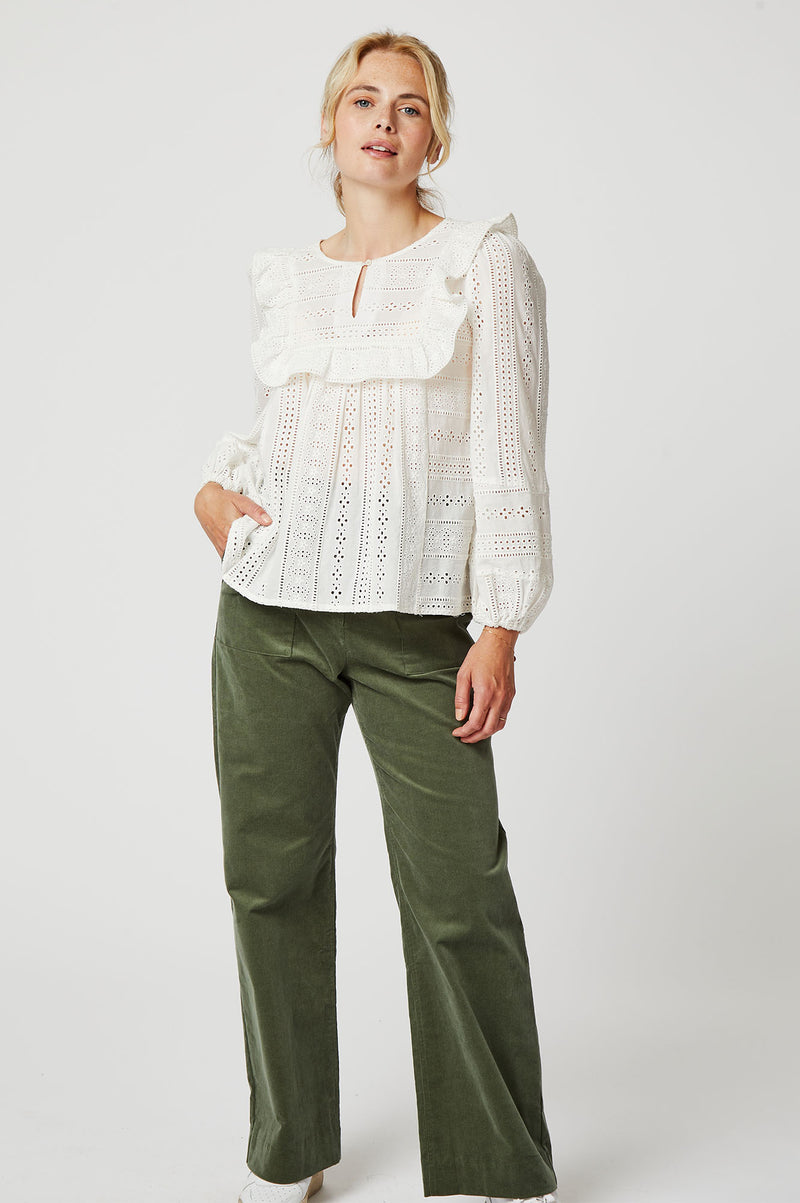 Rochelle Broderie Blouse | Off-White