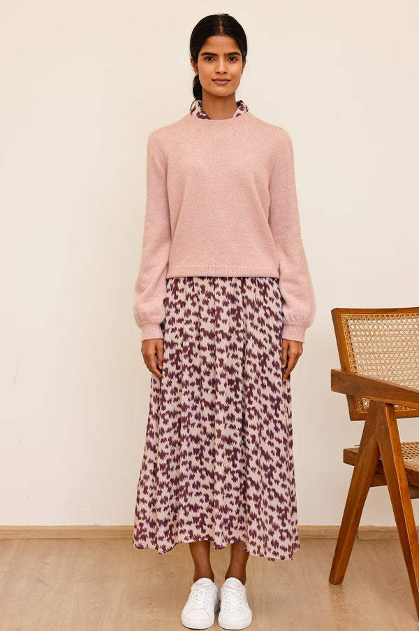 Alpaca Blend Puff Sleeve Jumper | Dusty Pink
