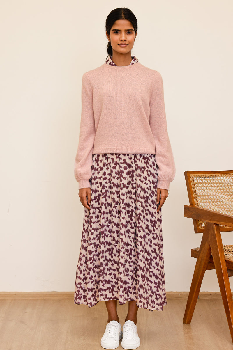 Alpaca Blend Puff Sleeve Jumper | Dusty Pink