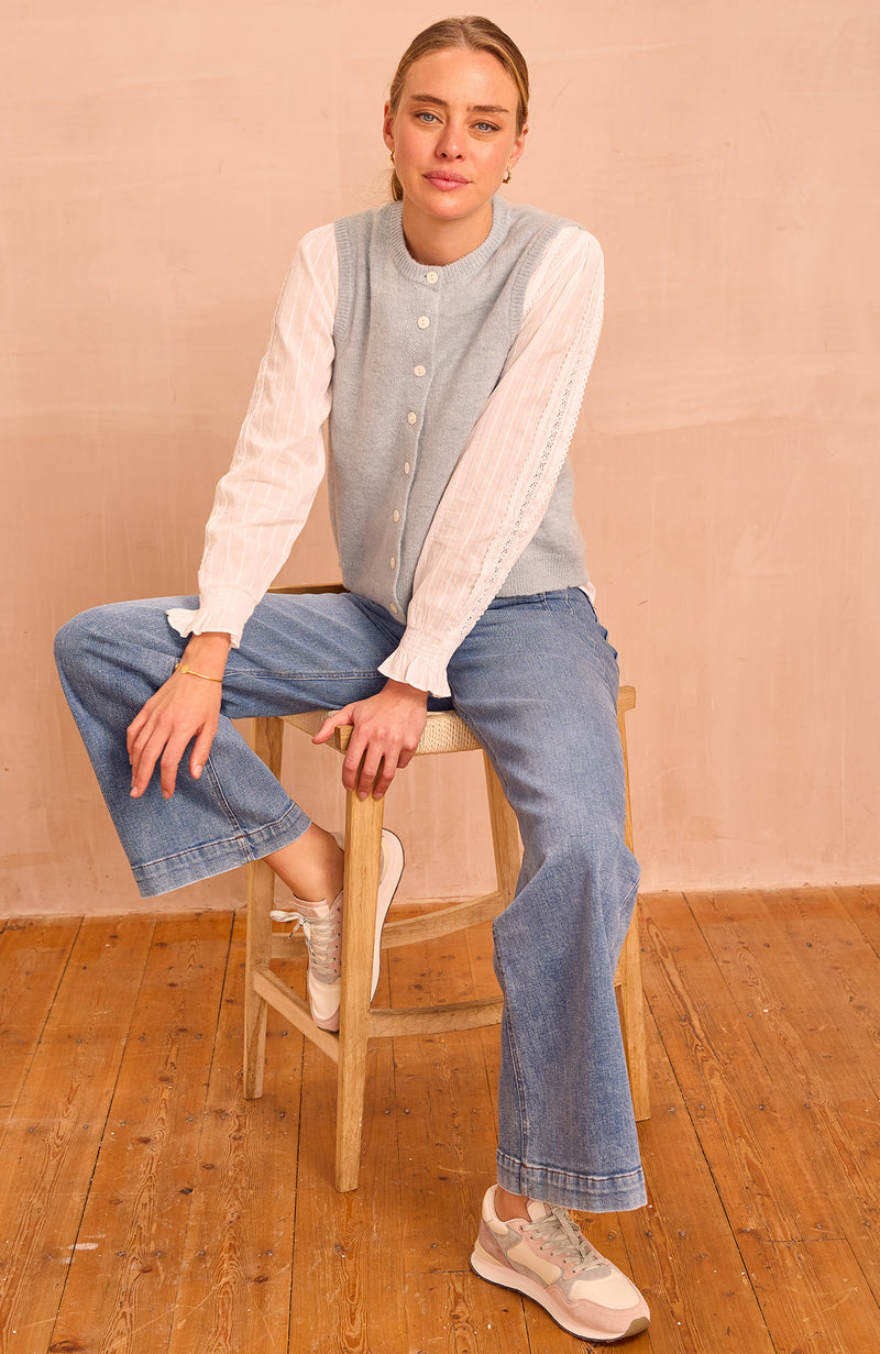 Alpaca Blend Gilet | Dusty Blue
