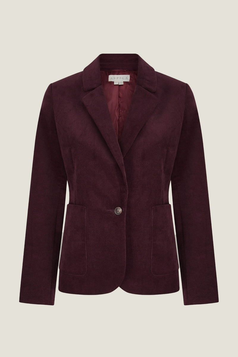 Gaia Stretch Corduroy Blazer | Burgundy