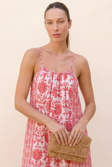 Bella Organic Cotton Block Print Sundress | White/Red