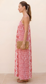 Bella Organic Cotton Block Print Sundress | White/Red