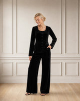 Button Through Velvet Top | Black