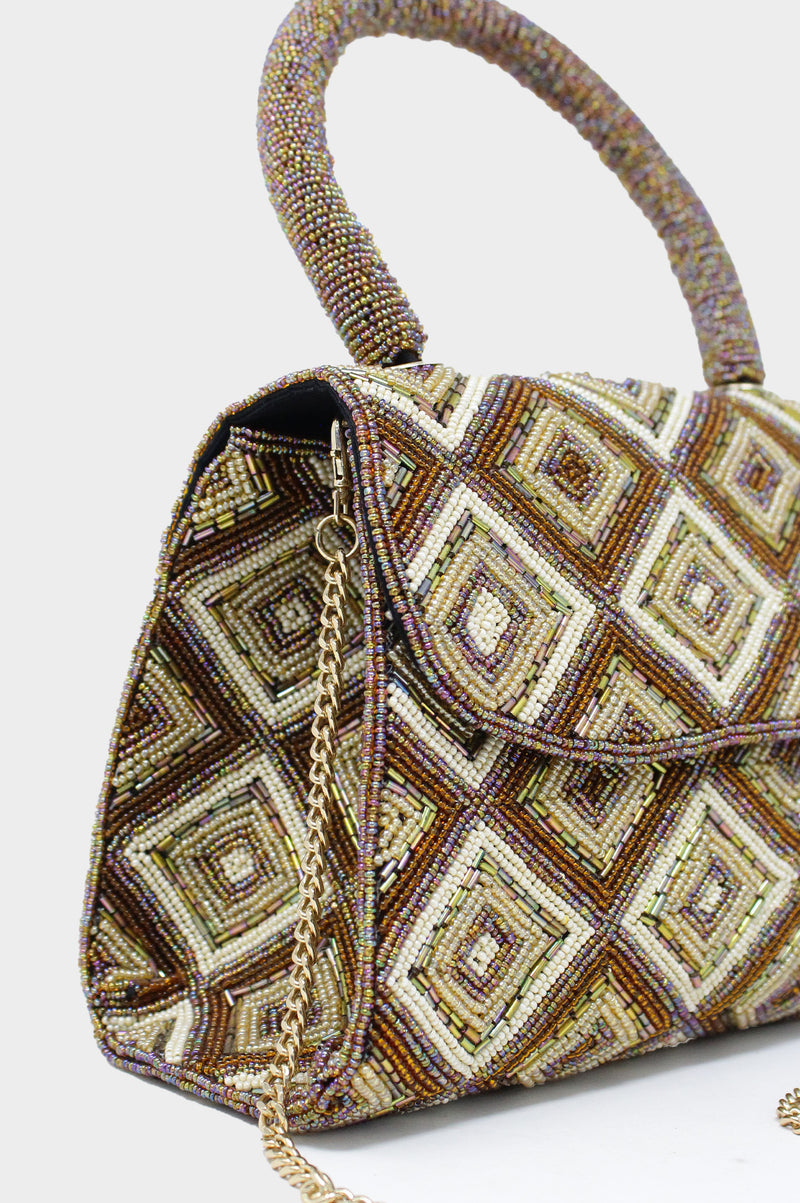 Beaded Handbag | Tonal Gold