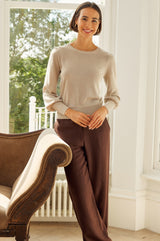 Metallic Knit Crew Neck Jumper | Gold