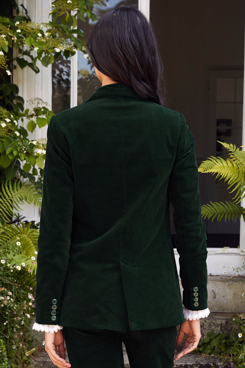 Theresa Stretch Corduroy Blazer Bottle Green
