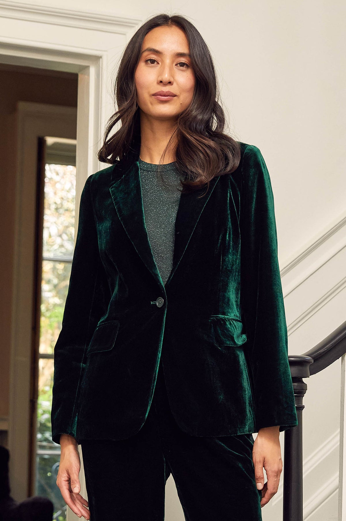 Aspiga Ladies Sustainable Asha Velvet Blazer Emerald Green