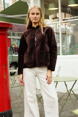 Velvet Quilted Jacket | Chocolate