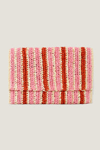 Amalfi Raffia Stripe Clutch | Red/Pink/Natural - Aspiga