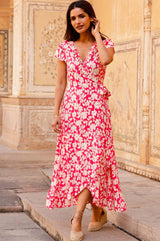 Demi EcoVero™ Wrap Dress | Blossom Pink/Cream