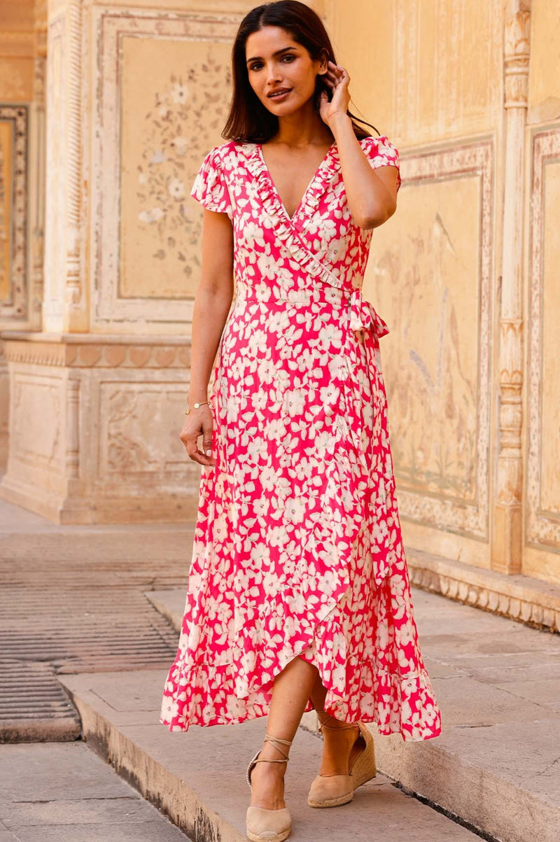 Pink Floral Dress Petite Wrap Dresses Uk Demi EcoVero™ Wrap Dress