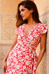 Demi EcoVero™ Wrap Dress | Blossom Pink/Cream