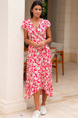 Demi EcoVero™ Wrap Dress | Blossom Pink/Cream