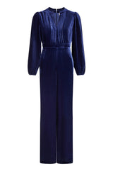 Tallulah Velvet Long Sleeve Jumpsuit | Navy