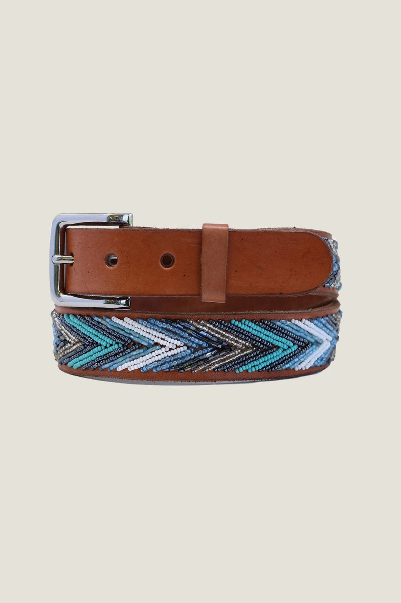 Arrow Leather Belt | Turquoise / Bullet