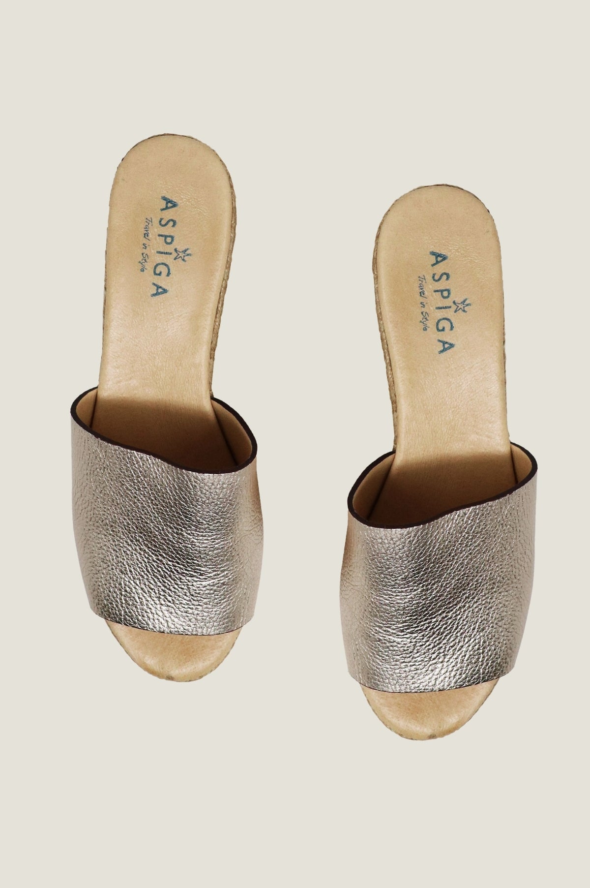 Aspiga Ladies Ethical Handmade Laura Mule Mid Heel Wedge Open Toe