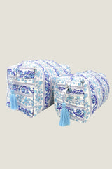 Medium Wash Bag | Linear Botanical Blue