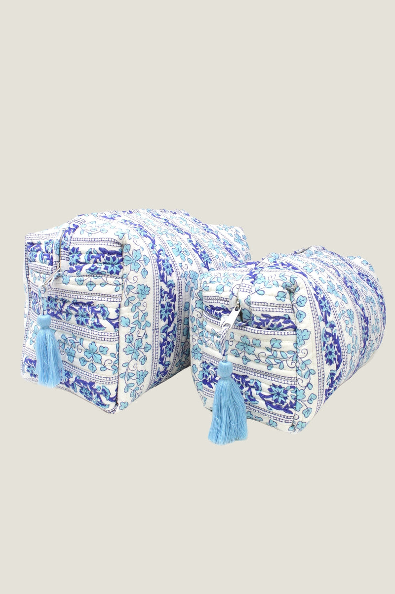 Medium Wash Bag | Linear Botanical Blue