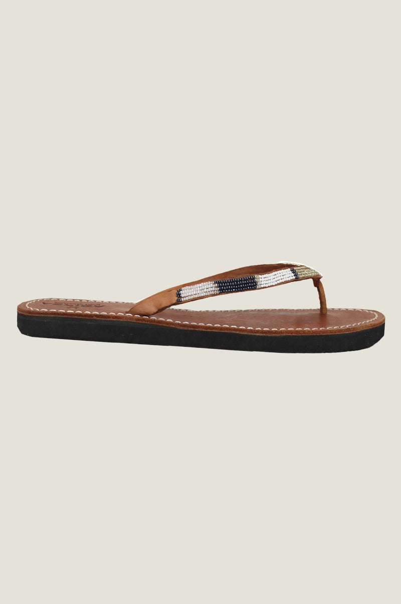 Naisha Soft Padded Sole Leather Sandals | White/Silver - Aspiga