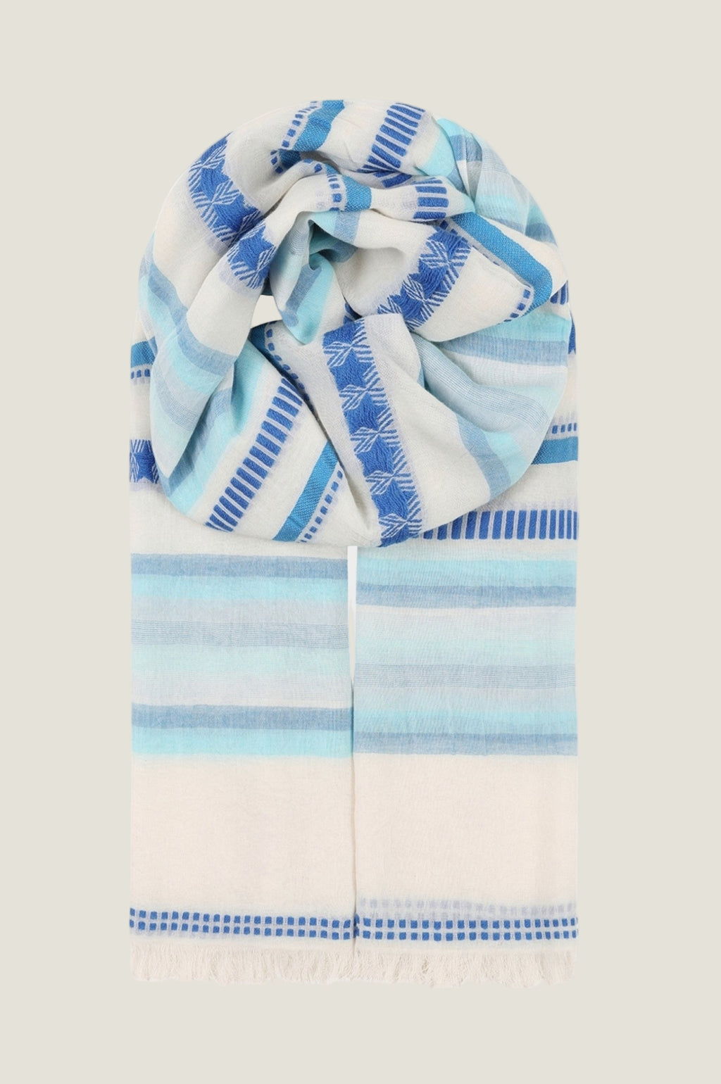 Organic Cotton Scarf Blue White Stripe