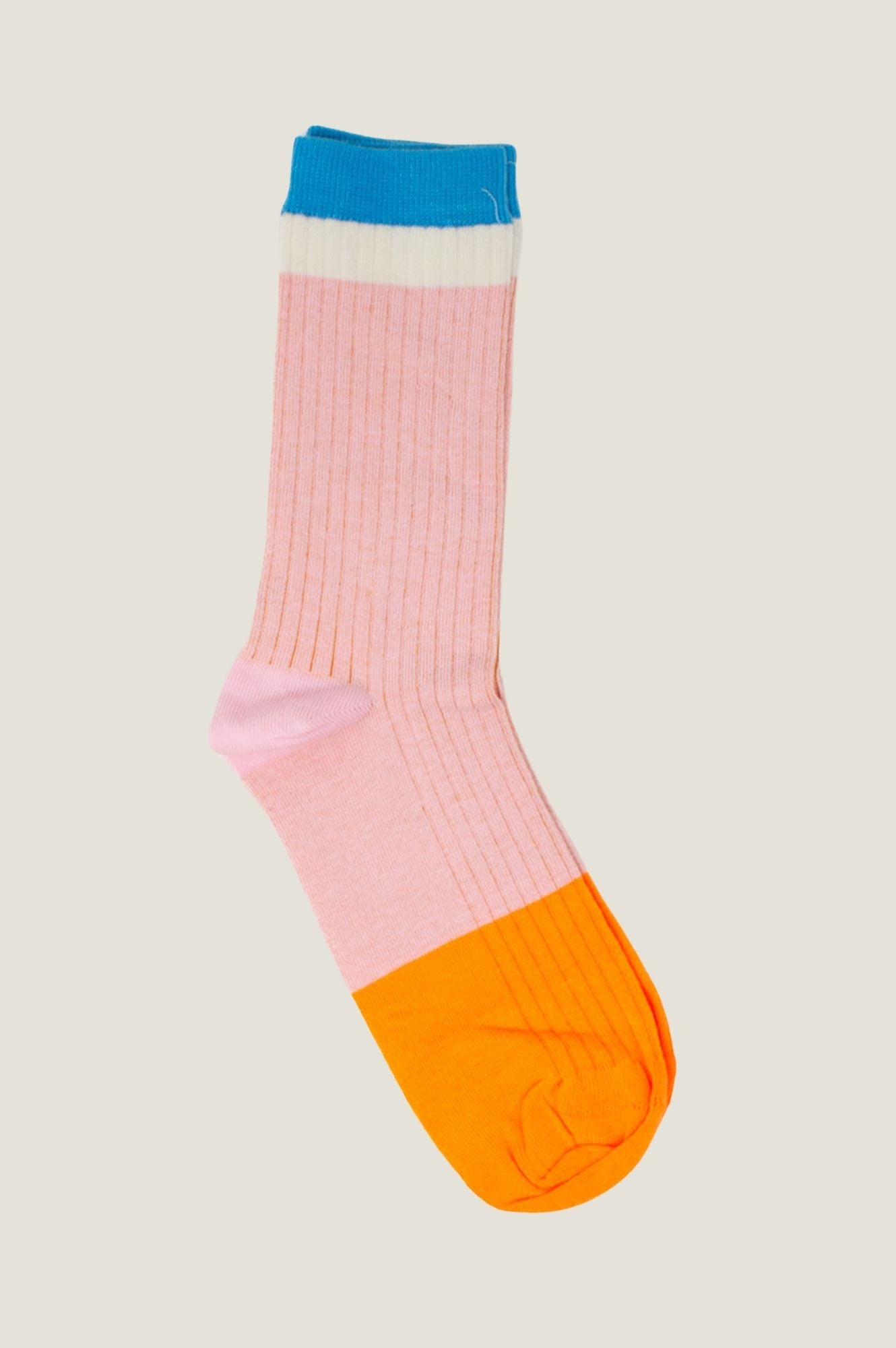 Aspiga Ladies Sustainable Striped Ribbed Cotton Sock Pink Blue Orange ...