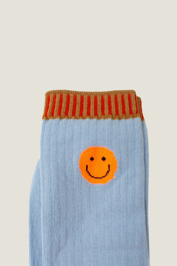 Ribbed Smiley Sock | Grey/Red
