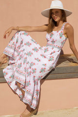 Aurelia Block Print Dress | White/Pink