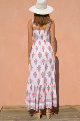 Aurelia Block Print Dress | White/Pink